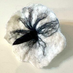 Handcrafted Black and Off-White Felt Flower Brooch, 3” x  4” from Argentina